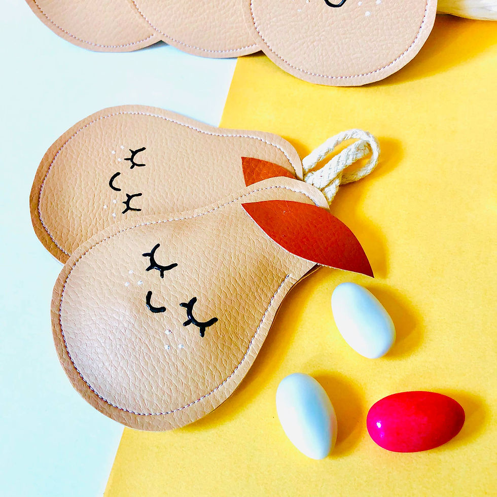 pochon à dragée en forme de poire beige et marron