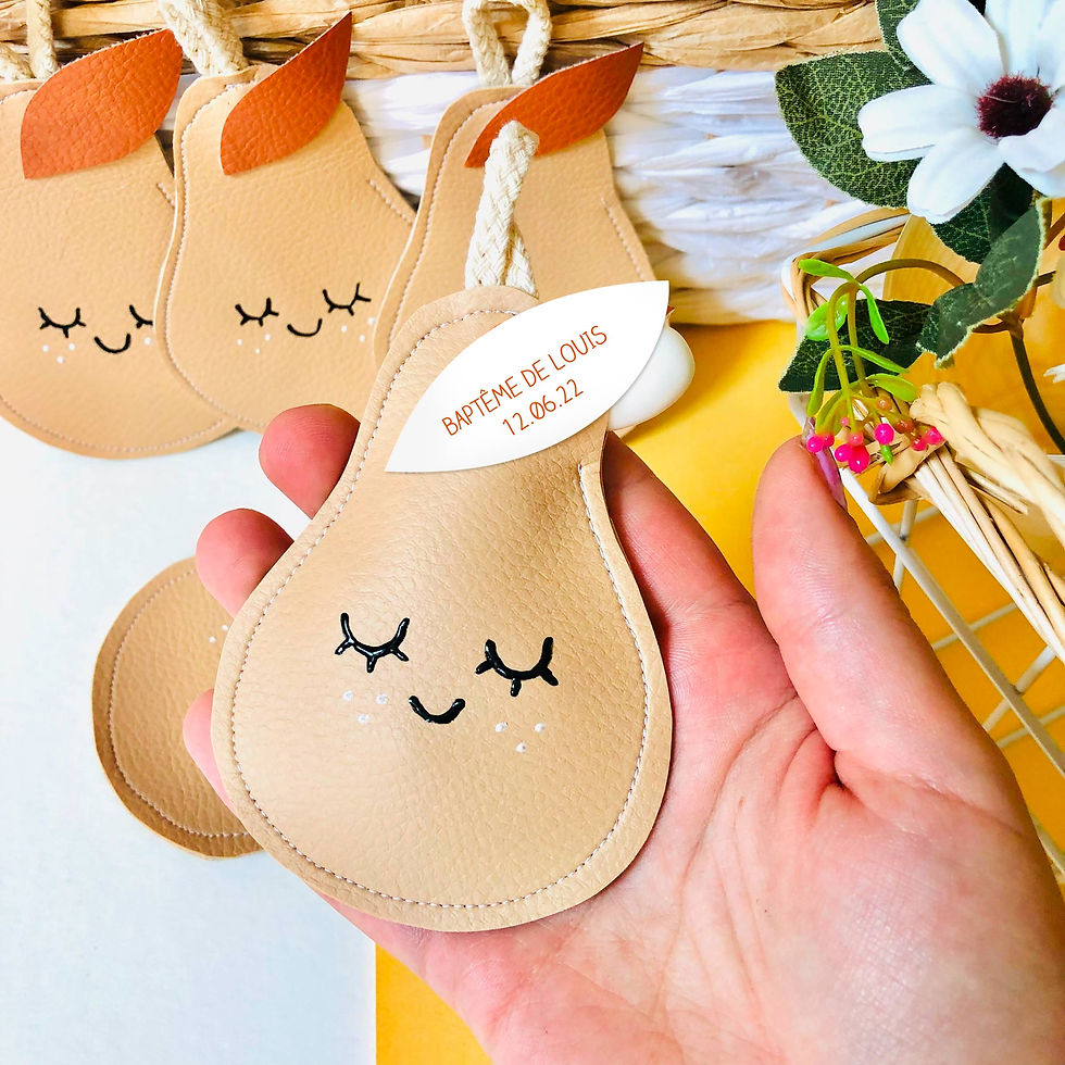 Miniature : pochon à dragée en forme de poire beige et marron