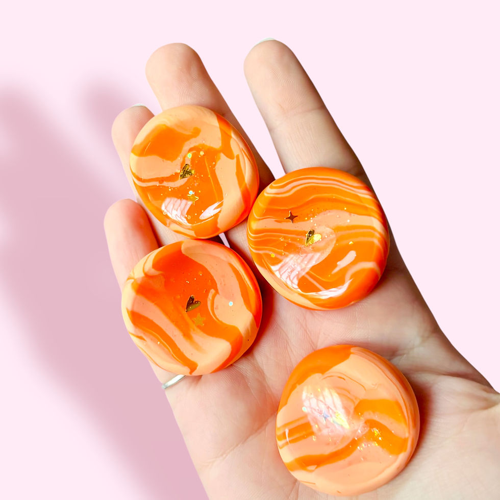 Worry stone, pierre d'apaisement orange marbrée à paillettes