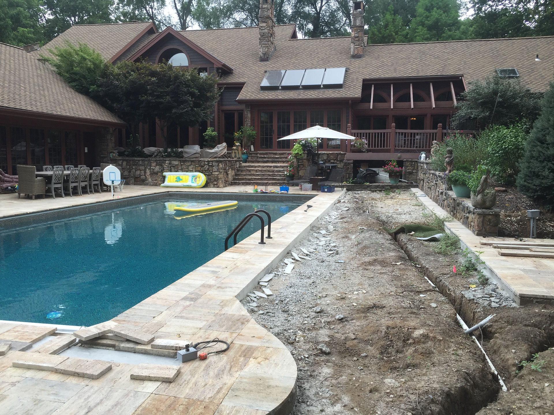 Backyard tile and drain work