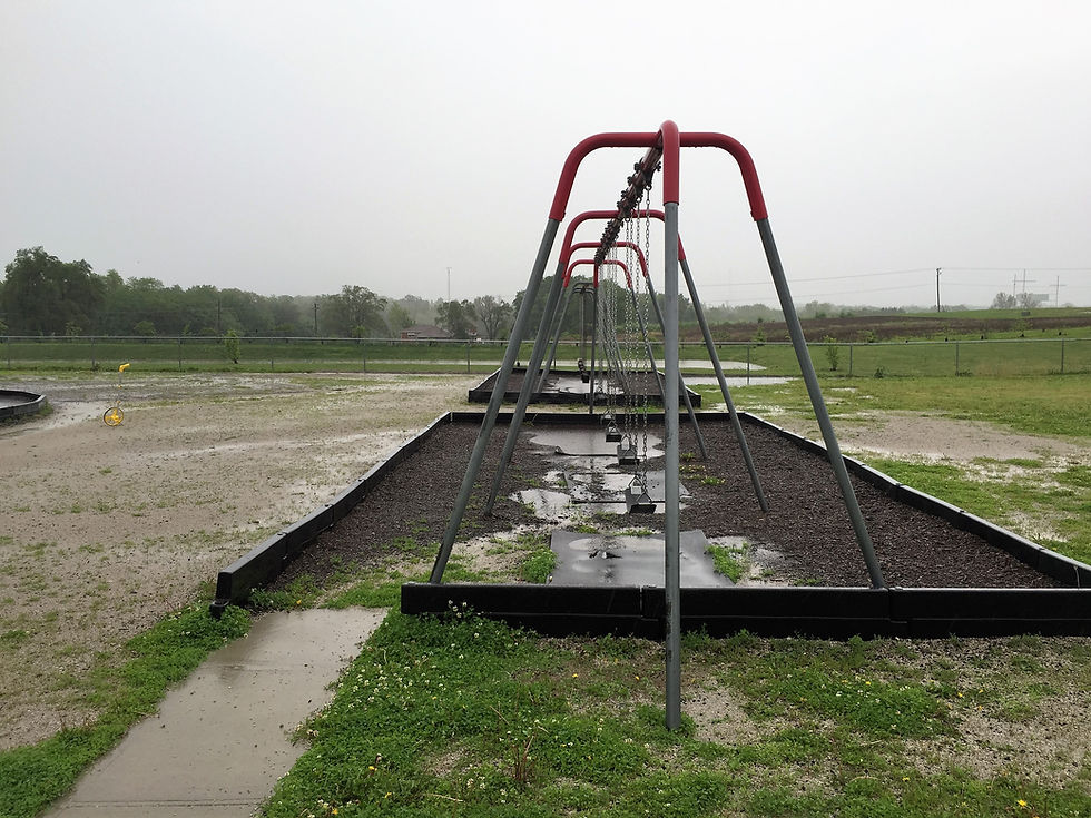 Muddy ground around playground swings