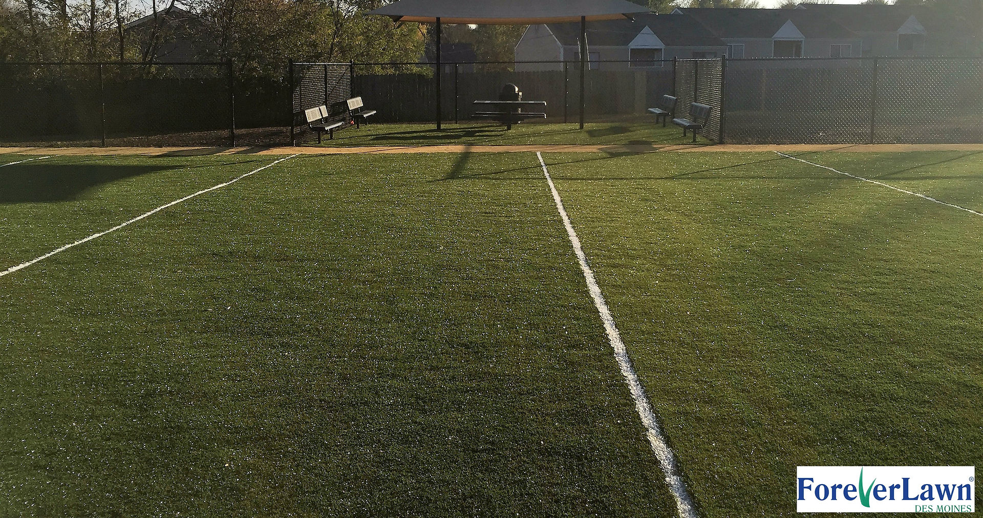 Multipurpose field uses SportsGrass Edge XP (green turf) and SportsGrass Arena (tan turf}