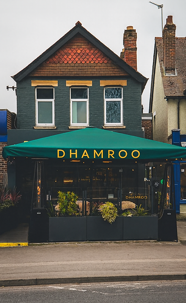 Front entrance of Dhamroo – Fine Indian dining restaurant Oxford