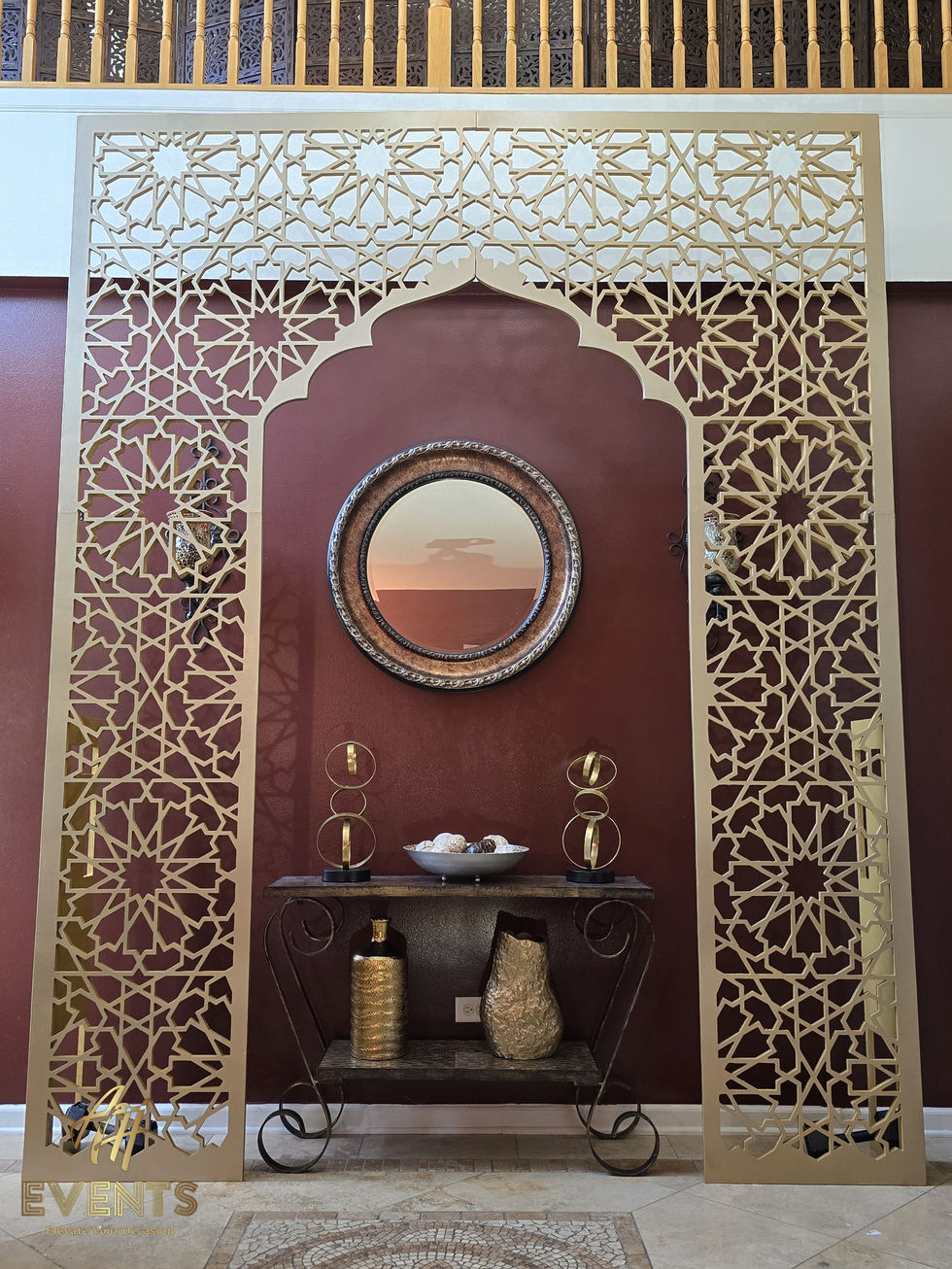 arch backdrop, featuring precision CNC-cut 3/4" birch plywood for a high-end wedding ceremony focal point