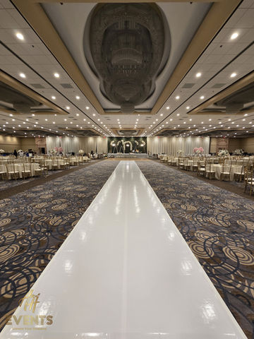 glossy white vinyl on aisle walkway