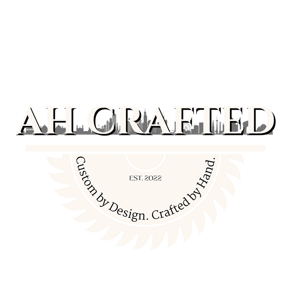 AH Crafted brand logo, the specialized fabrication and artisanal woodworking division powering The Lab’s modular event builds.