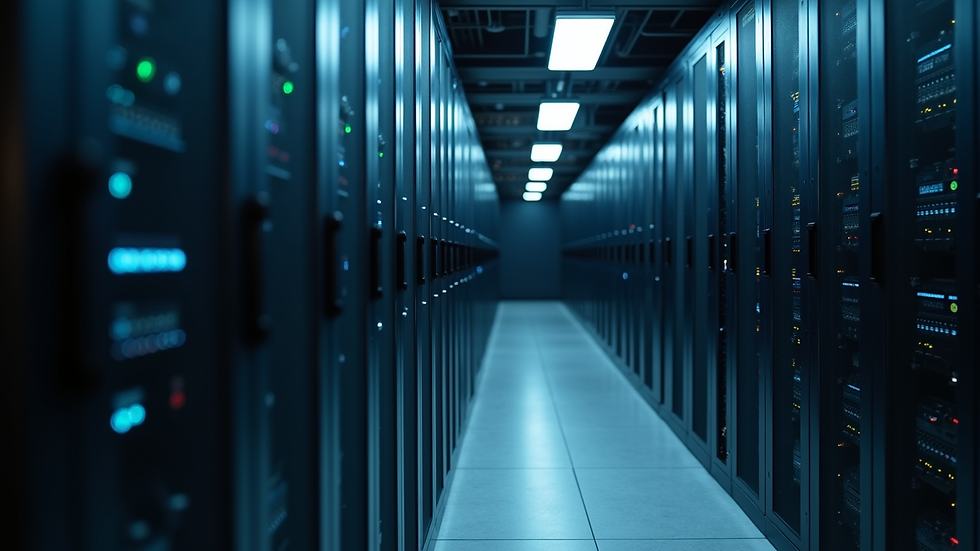 Close-up view of server racks in a data center