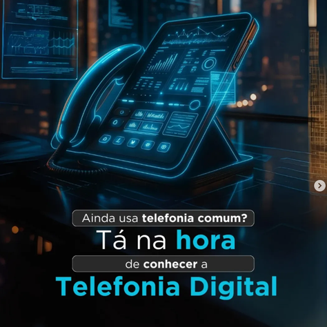 Texto explicativo sobre PABX IP, tecnologia de telefonia digital que realiza chamadas pela internet, eliminando ruídos, custos altos e infraestrutura tradicional.