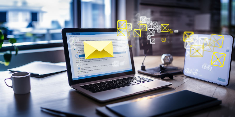Eye-level view of a person writing an email on a laptop