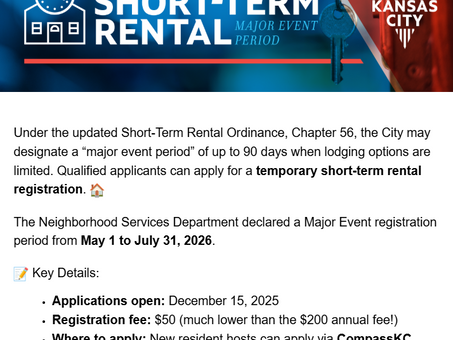 post from Kansas City outlining short-term rental opportunity