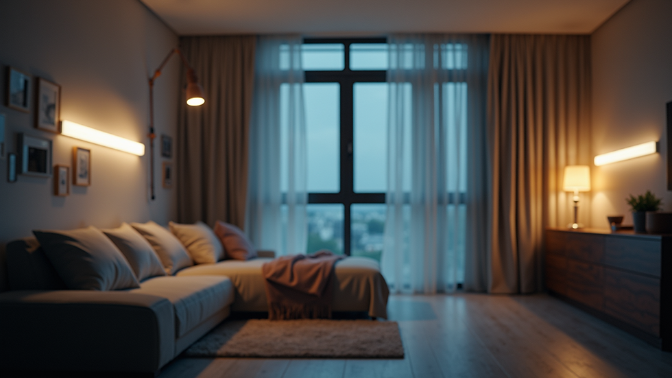 Vue rapprochée d'une bande LED flexible installée sous un meuble