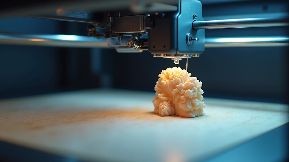 Vue rapprochée d'une imprimante 3D en train de fabriquer un objet en plastique