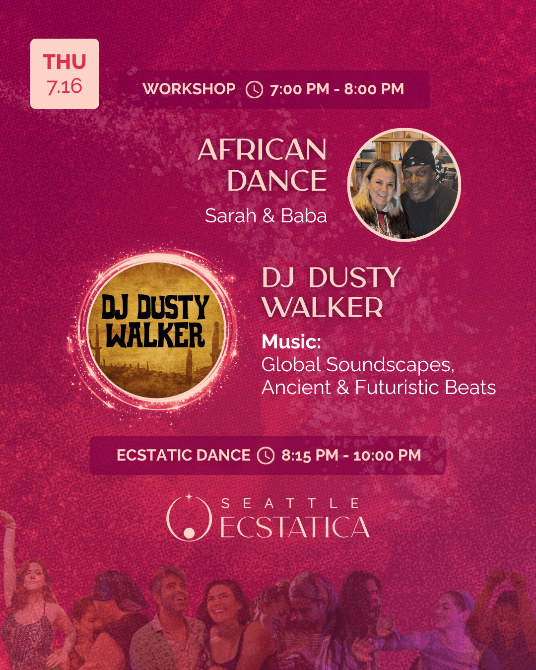 Workshop and ecstatic dance event at Seattle Ecstatica