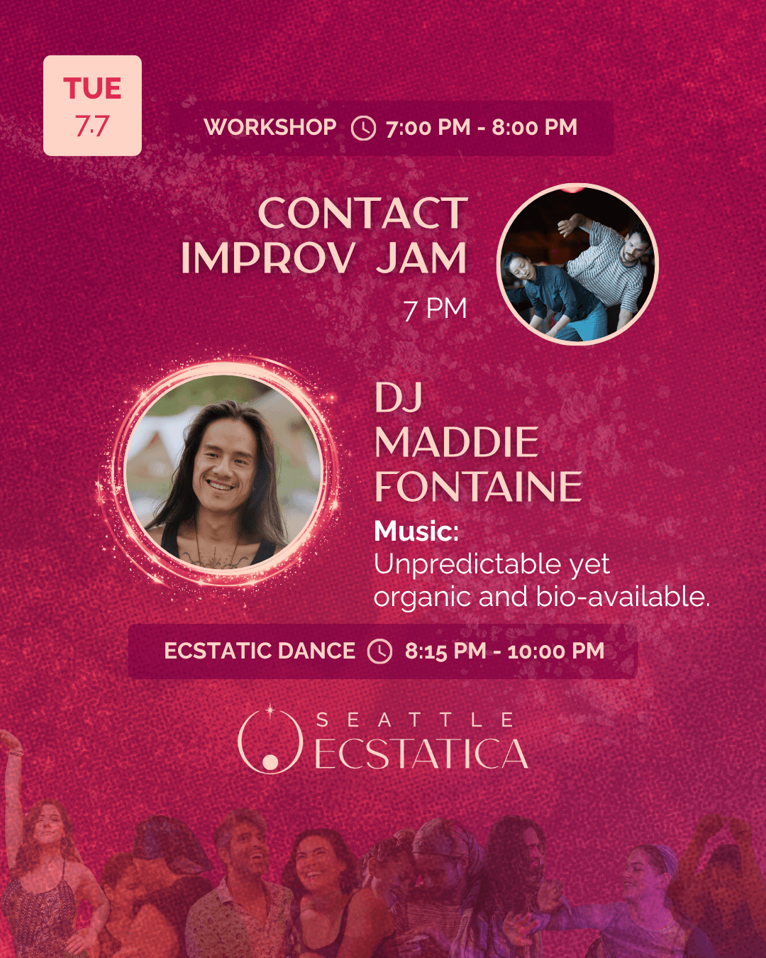 Workshop and ecstatic dance event at Seattle Ecstatica