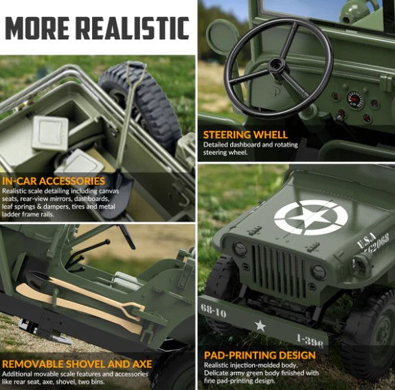 Thumbnail: RACENT RC Crawler 1:10 Scale Military Jeep  - RTR specs