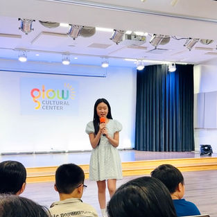 teen author and literacy nonprofit founder giving a talk at GLOW Cultural Center in Flushing NY