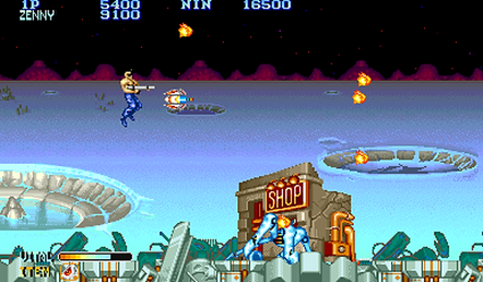 forgotten worlds capcom arcade shmup amiga atari st pc dos sega mega drive genesis master system amstrad zx spectrum c64 commodore 64 turbografx pc engine wii ps2 psp xbox rgg retrogamegeeks.co.uk retrogaming videogames gamers gaming games retro game geeks