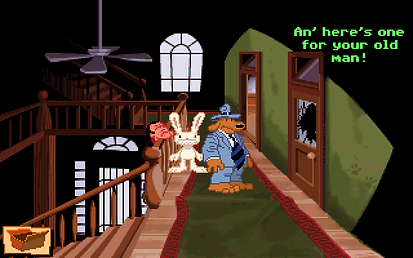 Sam & Max Hit The Road lucasarts point n click adventure steve purcell scumm imuse ms dos windows pc mac os cartoon comic freelance police detectives bigfoot telltale rgg retrogamegeeks.co.uk retrogaming videogames gamers gaming games retro game geeks gotm