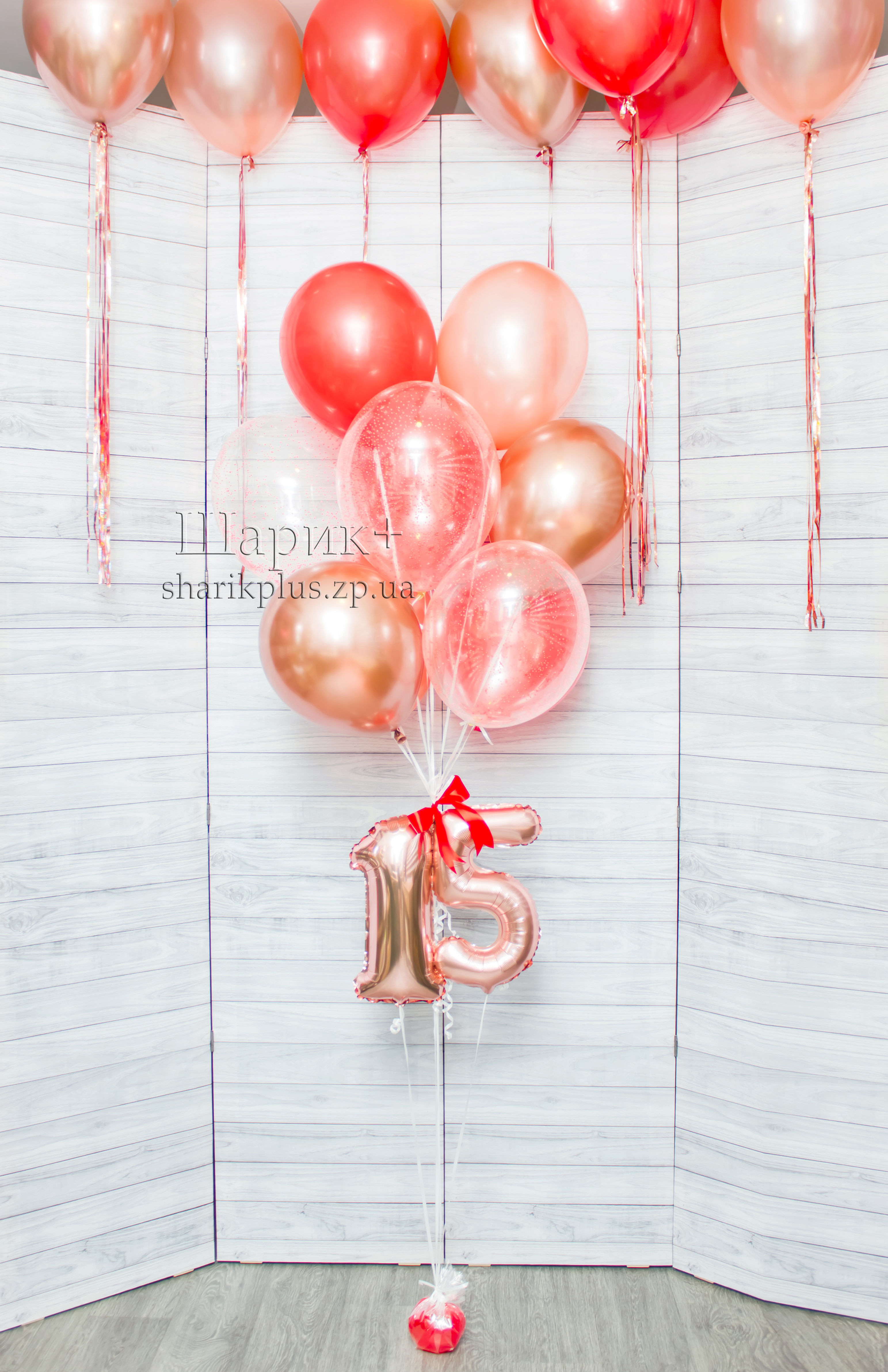 Фонтан з міні цифрами та гелієві кулі