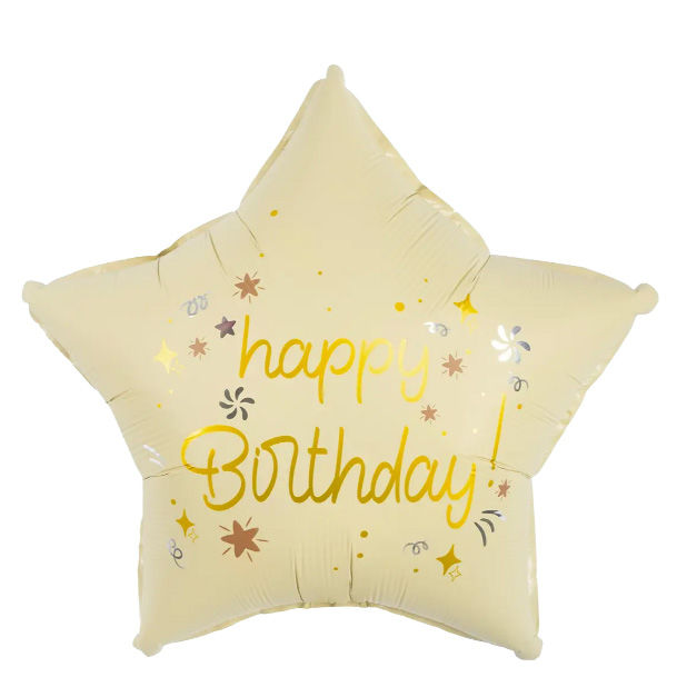 Фольгована куля Happy Birthday - кремовий з гелієм