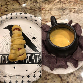 Cauldron Cheese Dip & Mummy Dog
