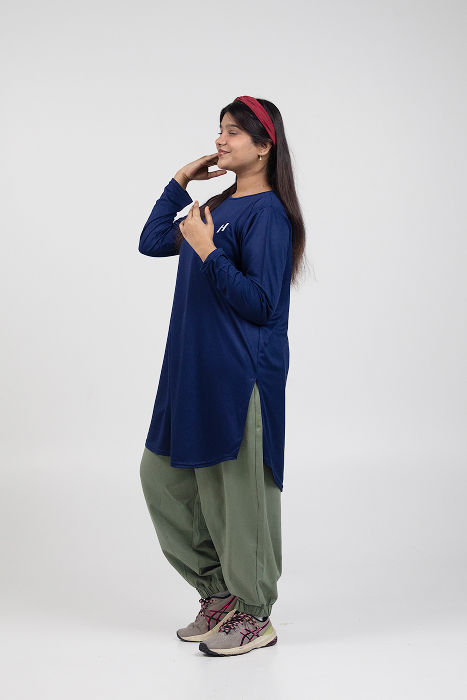 Thumbnail: Longline Activewear Tee - Navy