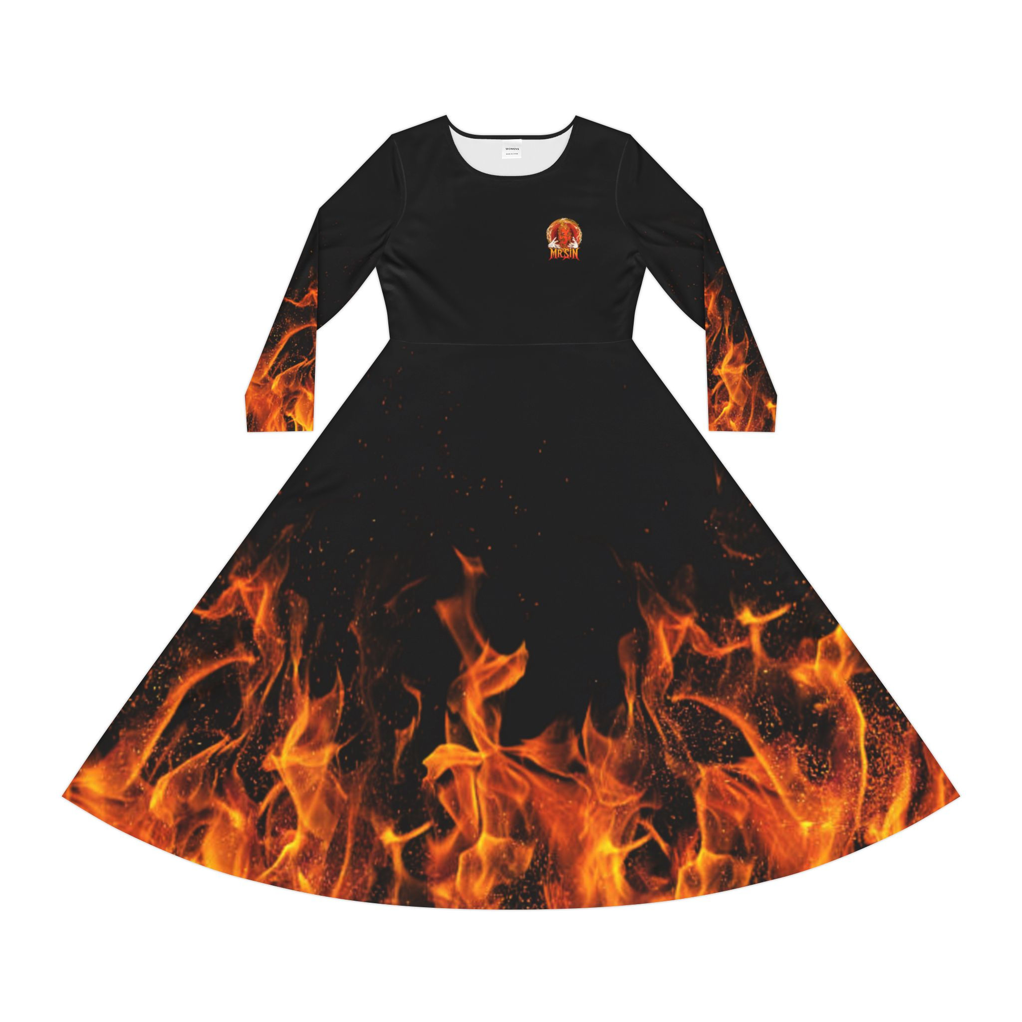 Sinner Long Sleeve Dance Dress (Black)