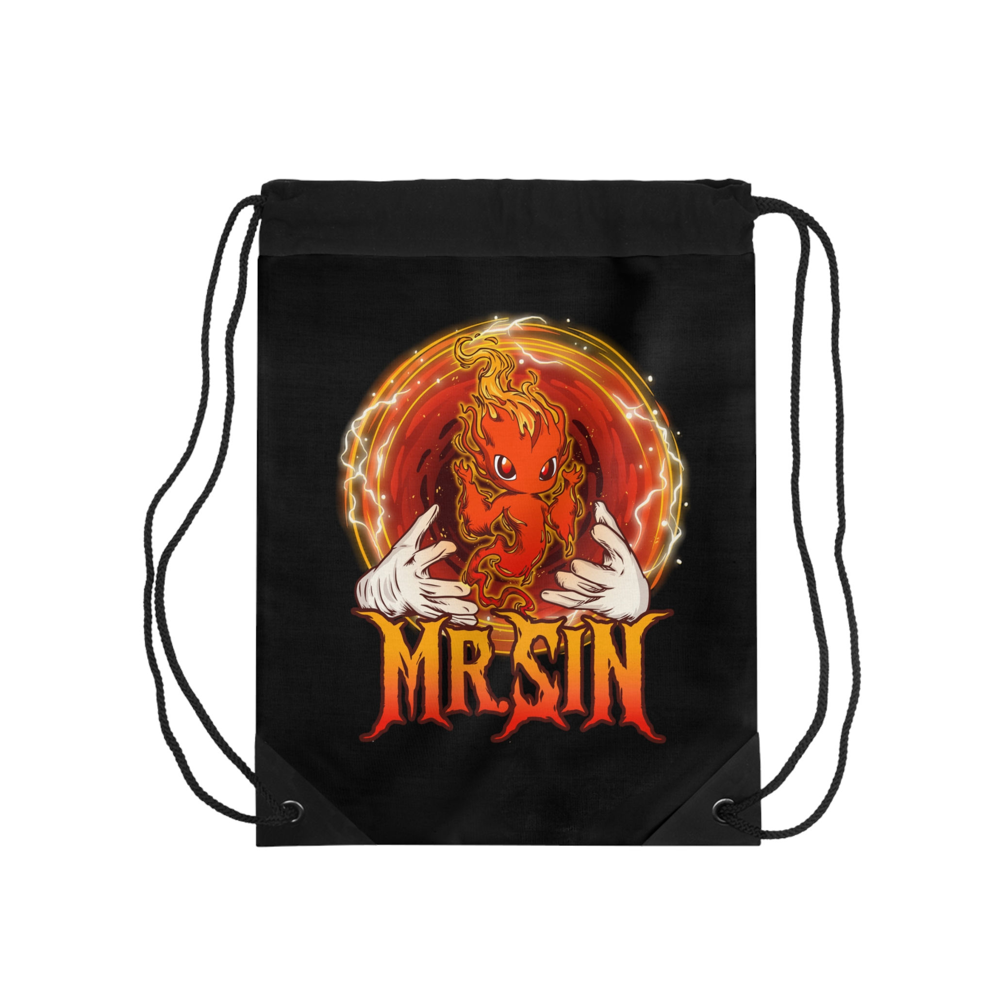 Mr. Sin Illustration Drawstring Bag