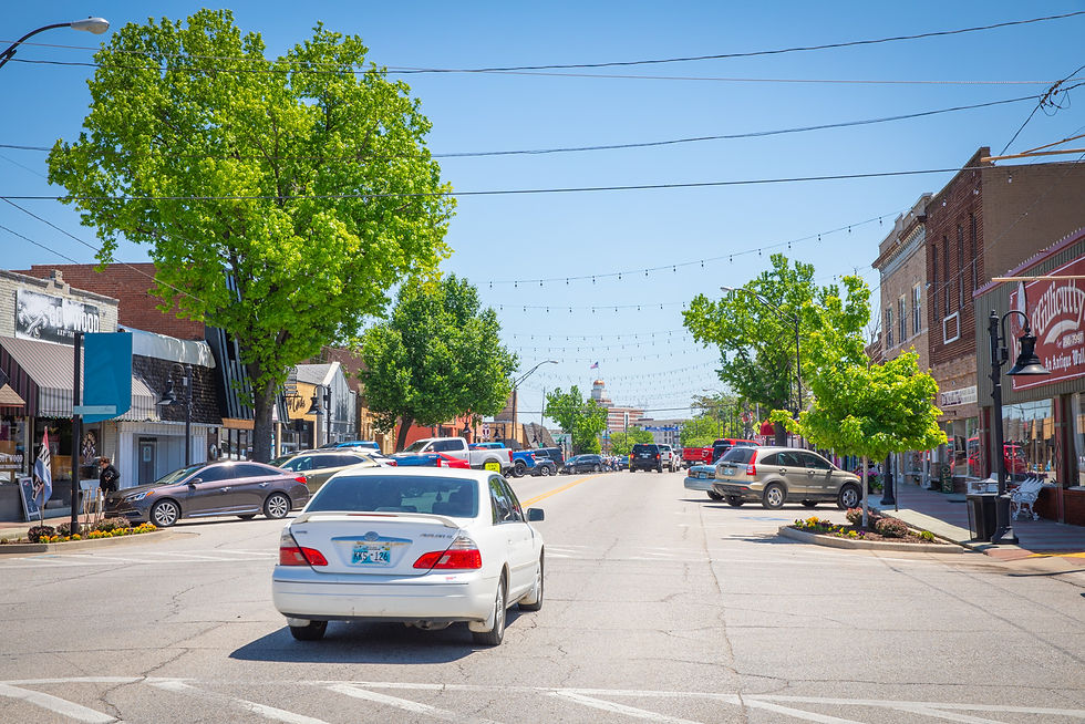 High angle view of a quiet street in Jenks