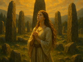 Celebration du solstice de litha, des menhir, le soleil