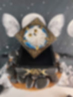 Boîte en résine chouette et triple lune ouverte