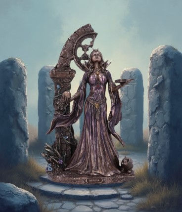 Statuette en résine finition bronze représentant Aradia, la reine wiccan des sorcières