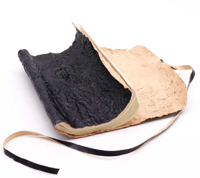 Carnet de Voyage en Cuir Roulé - 96 pages - Noir 21x15cm