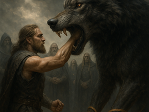 tyr mettant sa main dans la gueule de Fenrir