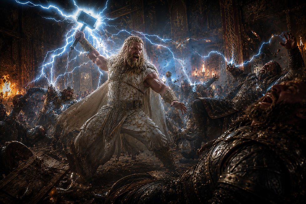 Thor récupère son marteau et affronte les géants.