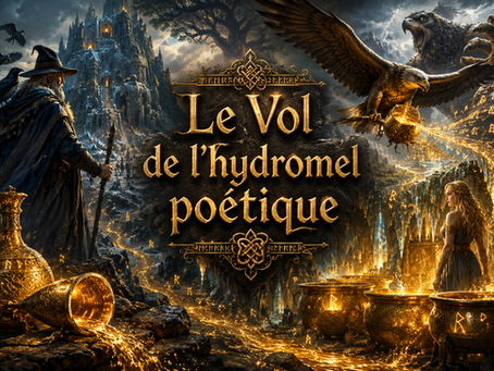 scene de la mythologie nordique, Odin et gunlodd , mythe du vol de l'hydromel poétique 