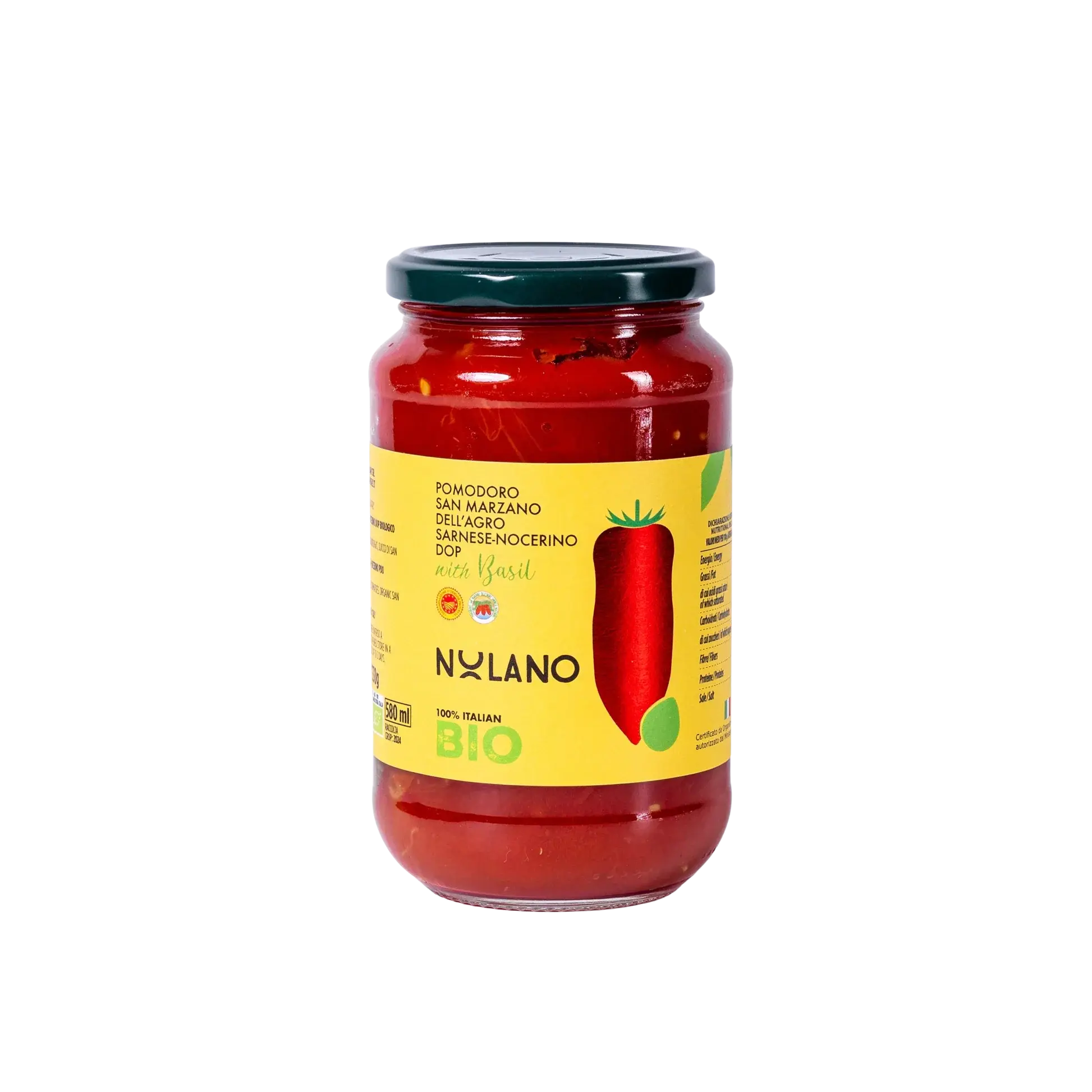 San Marzano DOP, lupti konservuoti pomidorai savo sultyse, su baziliku, 550 g