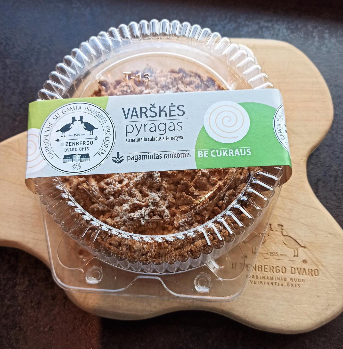 Varškės pyragas be cukraus 300 g