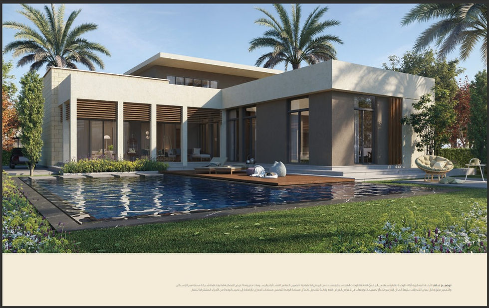 Elect-Taj-City-new-cairo-mnhd-Image of a villa in Elect Taj City, a mixed-use development in New Cairo, Egypt. The villa is surrounded by lush greenery and has a private swimming pool. The villa has a modern design with a white exterior and black accents. The villa has a large living room with a fireplace, a dining room, a kitchen, and four bedrooms. The bedrooms have en-suite bathrooms and walk-in closets. The villa also has a private garage. The overall impression of the villa is one of luxury and comfort.