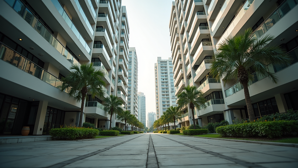 Eye-level view of a modern residential complex in an Indian city