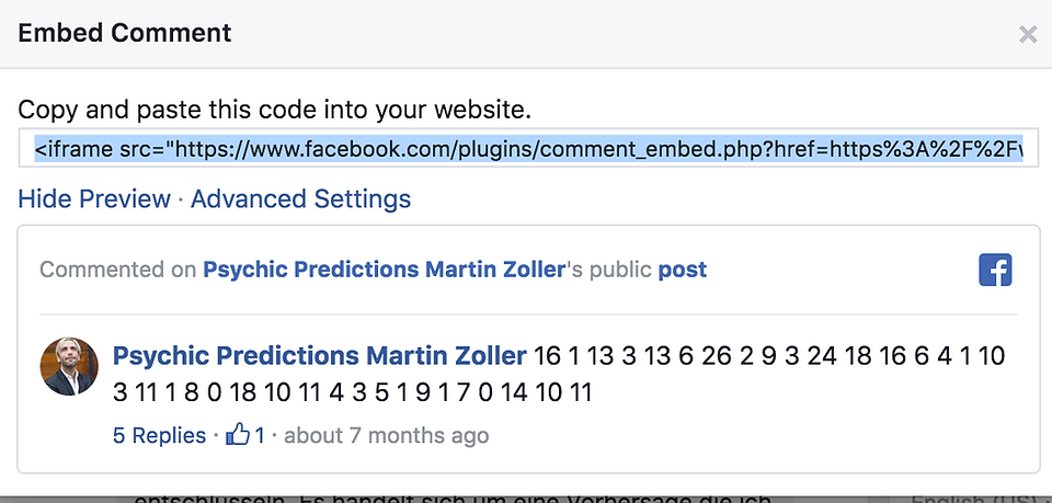 Screenshot of my post in FB