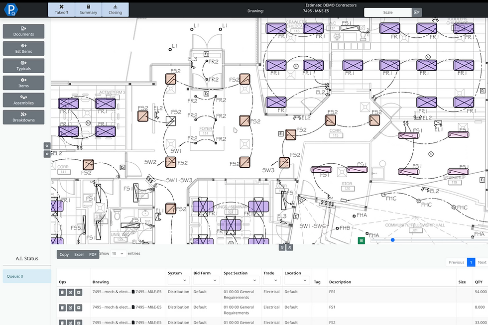 A screen shot of Quantify AI takeoff software.