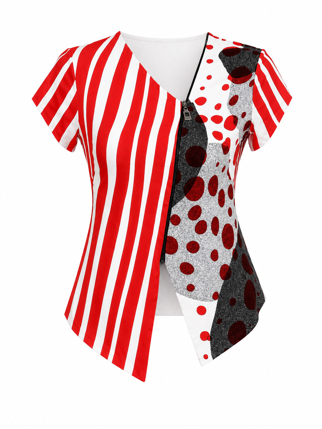 Viscose stripe gillet with zipper