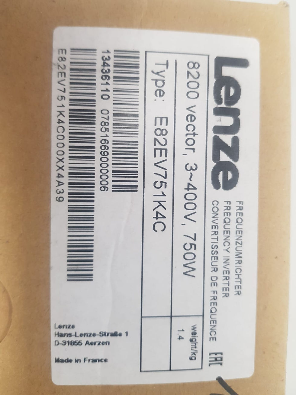Miniaturbild: Lenze E82EV751K4C 0,75kW