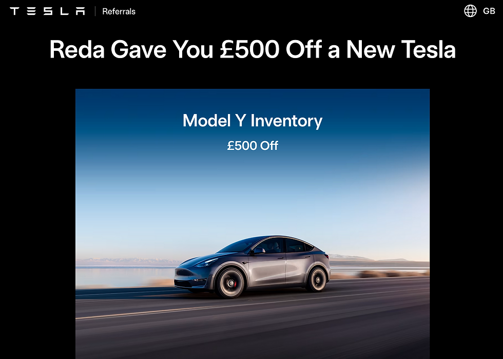 Tesla Referral Discount for United Kindom UK, £500 off a new Tesla