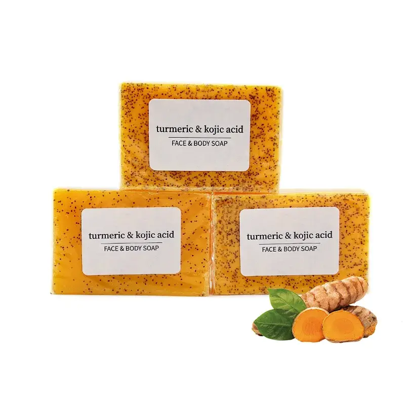 RDQCTQ 1pcs Turmeric Natural Bar Soap for Men, Lemon Kojic Acid Soap, Shower and