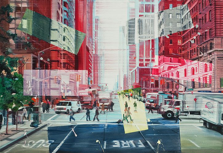 Bus fire, 90 x 130 cm