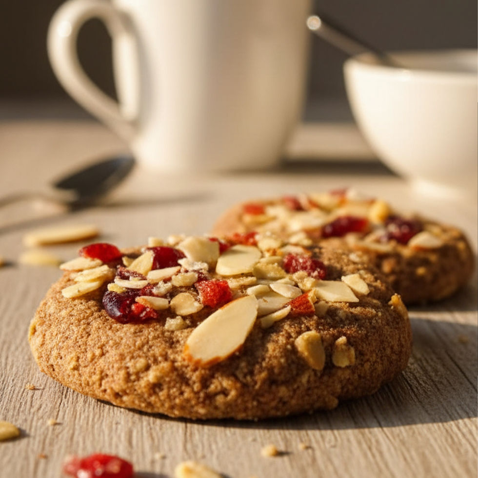 Close up Shot of Ragi Cranberry Almond Jaggery Cookies