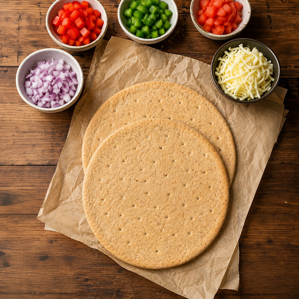 Prizi Whole Wheat Pizza Bases stacked on one another