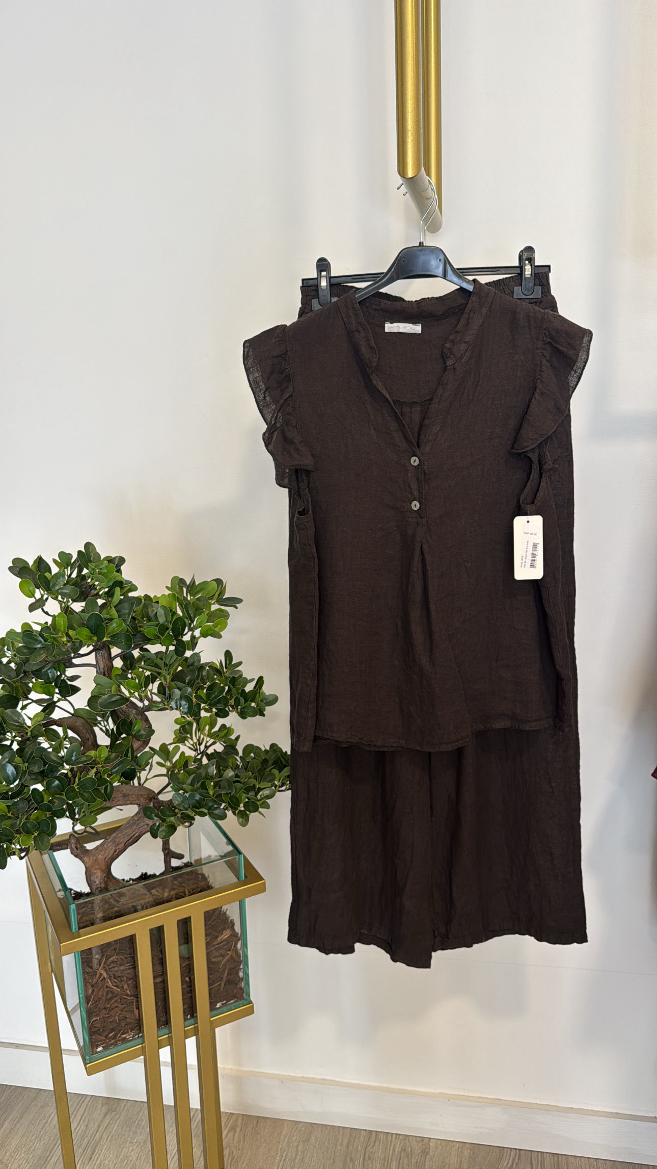 Conjunto com blusa 100% linho (várias cores)